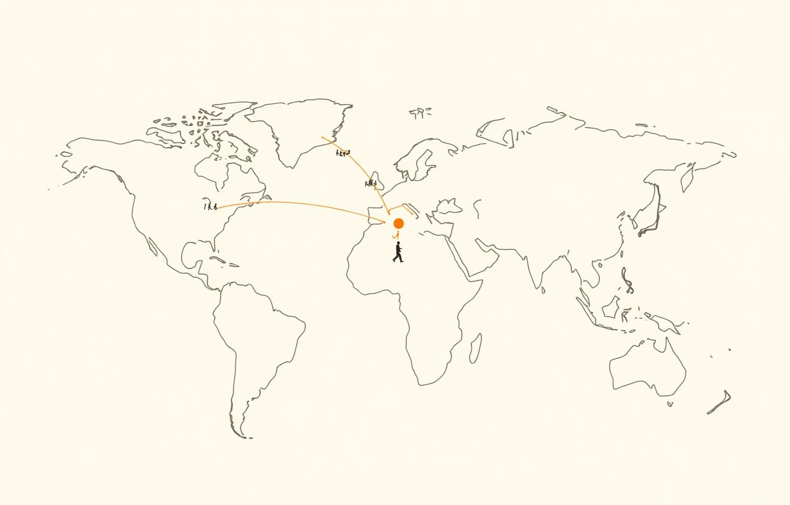 Illustration of Aiven's global talent mobility across continents